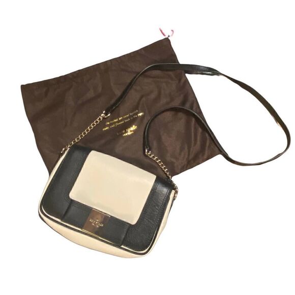 Kate Spade Primrose Hill Little Kaelin Crossbody Cream & Black Leather Bow - Picture 1 of 8
